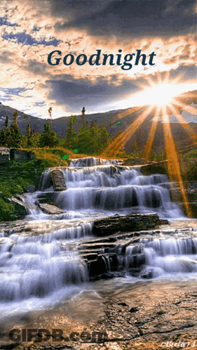 Waterfall With Goodnight GIF