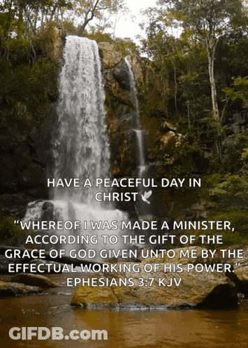Waterfall With Have A Peaceful Day In Christ GIF