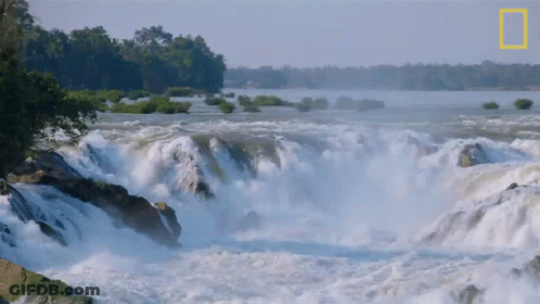 Waterfall With National Geographic Logo GIF