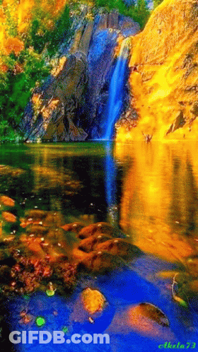 Waterfall With Number 73 GIF
