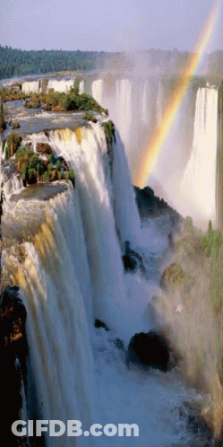 Waterfall With Rainbow GIF