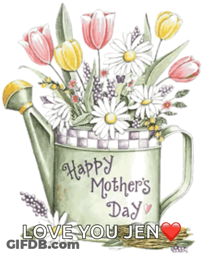 Watering Can Full Of Flowers Happy Mother's Day GIF