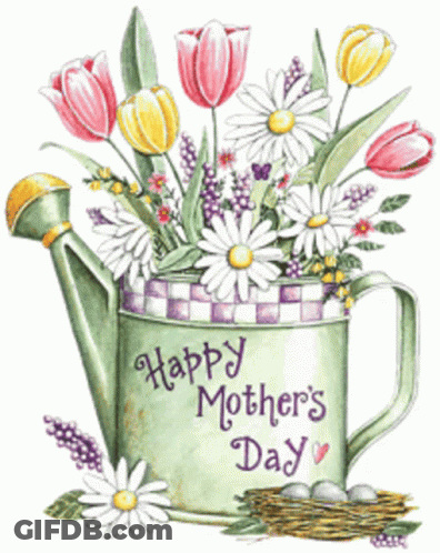 Watering Can With Flowers Happy Mother's Day GIF