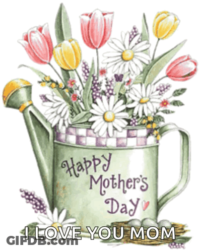 Watering Can With Flowers Happy Mothers Day GIF
