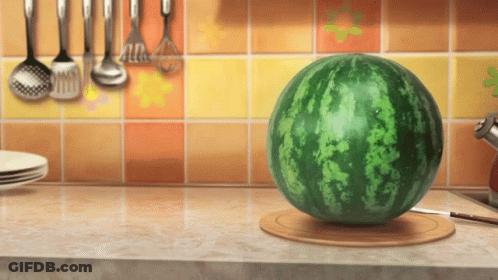 Watermelon On Cutting Board GIF