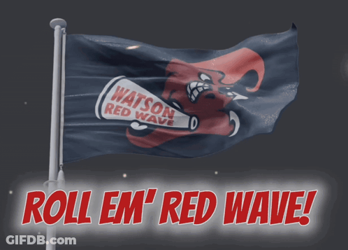Watson Red Wave Flag With Megaphone GIF