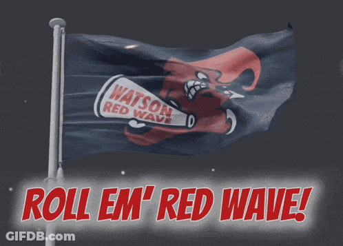 Watson Red Wave Flag With Megaphone GIF