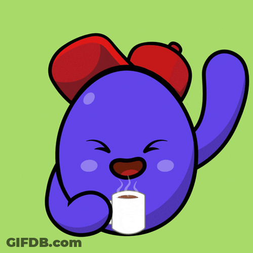 Wave Hello While Sipping Hot Coffee GIF