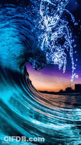Wave Sunset Painting Titled Illusion GIF