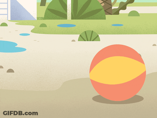Waves And Beach Ball Animation GIF