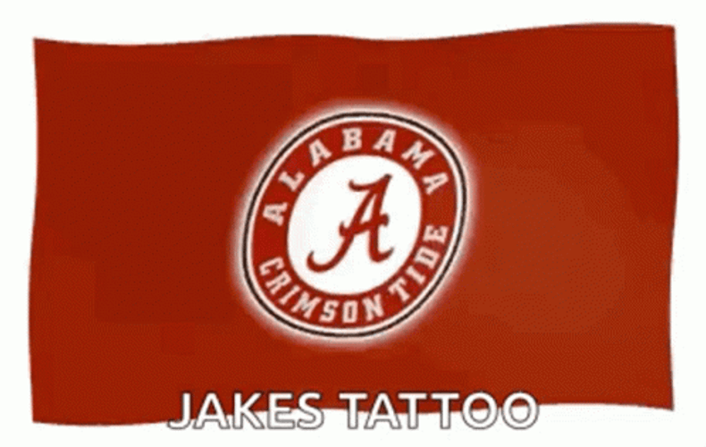 Waving Alabama Crimson Tide Flag Jakes Tattoo GIF
