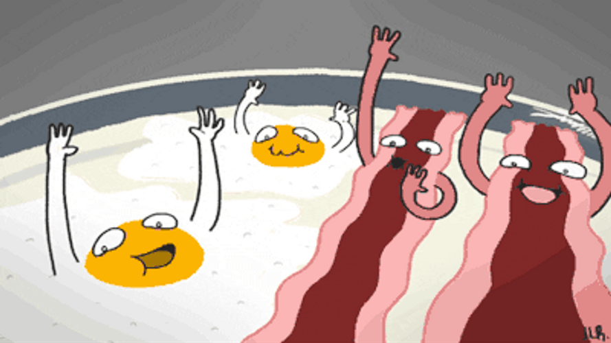 Waving Bacons And Eggs Breakfast GIF