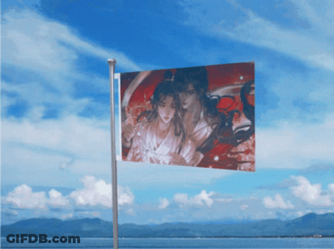 Waving Flag In The Sky GIF