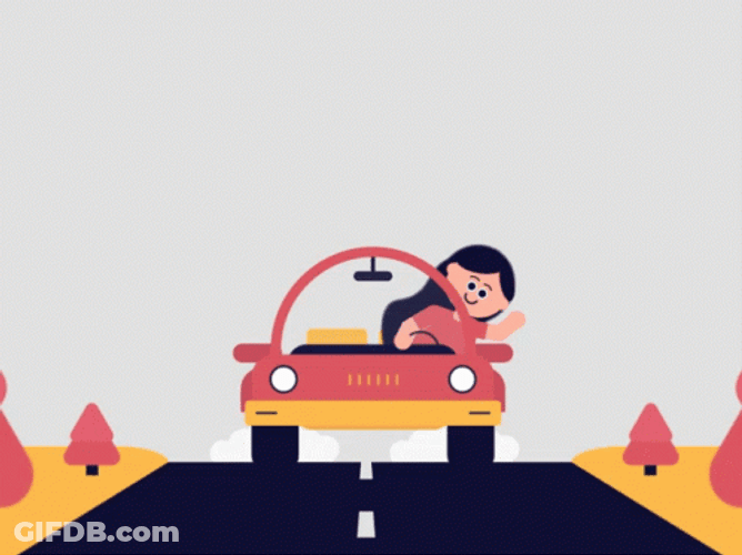 Waving Girl Road Trip Animation GIF