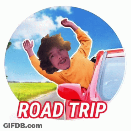 Waving Guy Meme Road Trip GIF