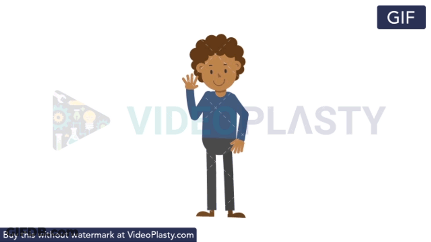 Waving Hand Boy Animation GIF