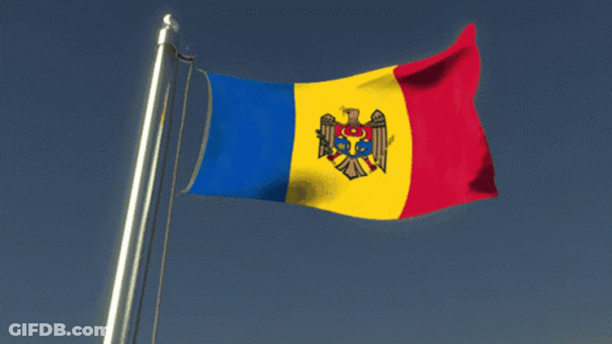 Waving Moldova Flag Low Angle GIF