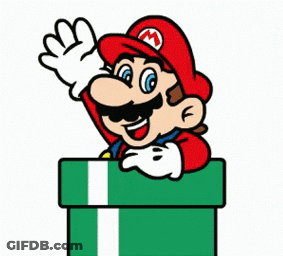 Waving Super Mario Going Down To Warp Pipe GIF