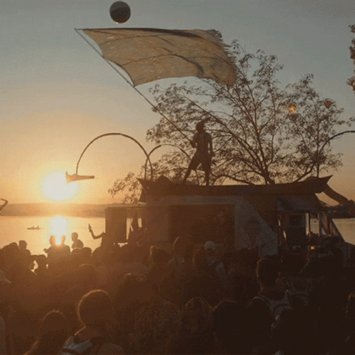 Waving White Flag Sunset GIF