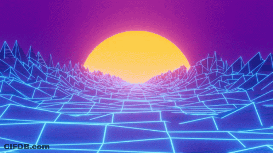 Wavy Blue Synthwave Rocks. GIF