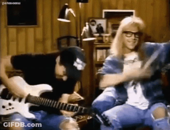 Wayne Campbell Garth Algar Jamming Waynes World GIF