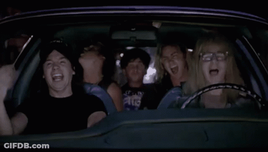 Waynes World Band Having Fun Inside Car GIF