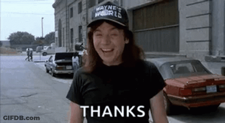 Waynes World Mike Myers Two Thumbs Up Thanks GIF