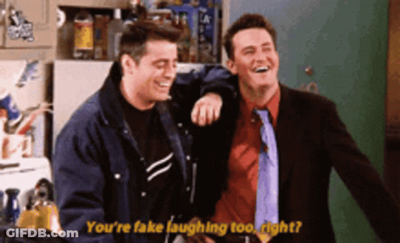 We Are Laughing Chandler Bing GIF