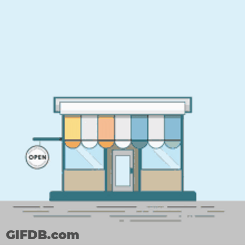 We Are Open Cute Cartoon Store GIF