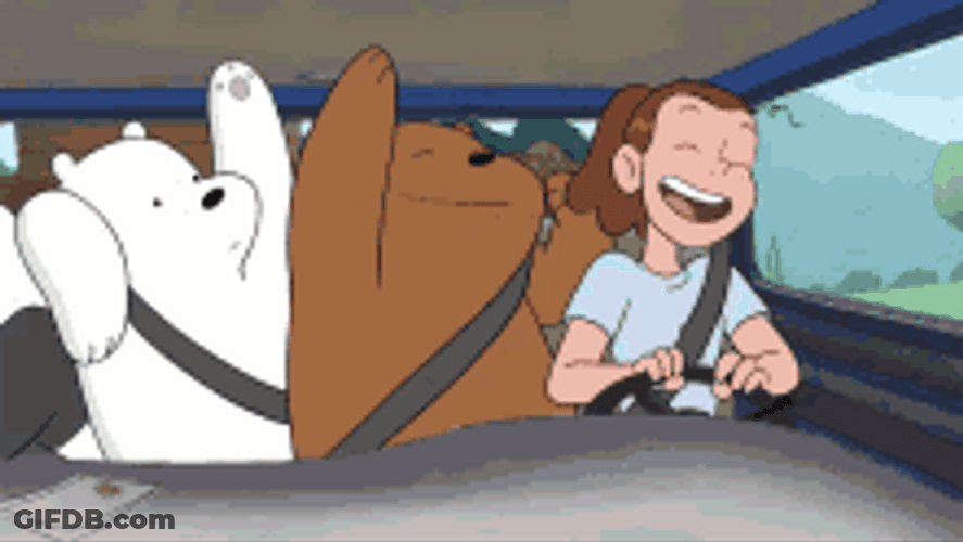We Bare Bears Funny Car Singing GIF