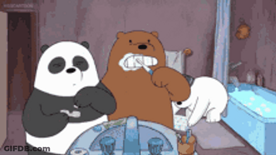 We Bare Bears Funny Self Care Grooming GIF