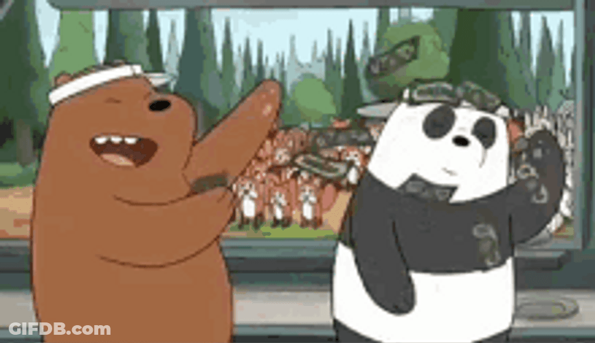We Bare Bears Grizzly Shower Panda Money GIF