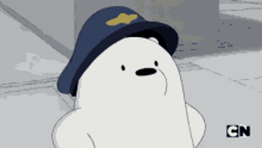 We Bare Bears Ice Wear Police Cap Nodding GIF