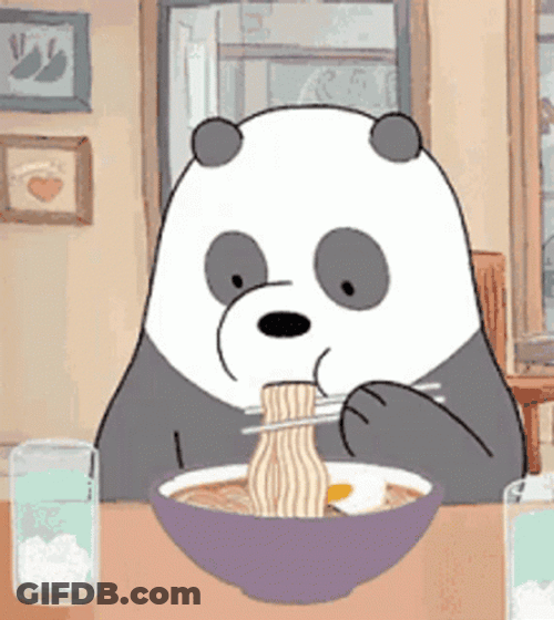We Bare Bears Noodle Meal GIF