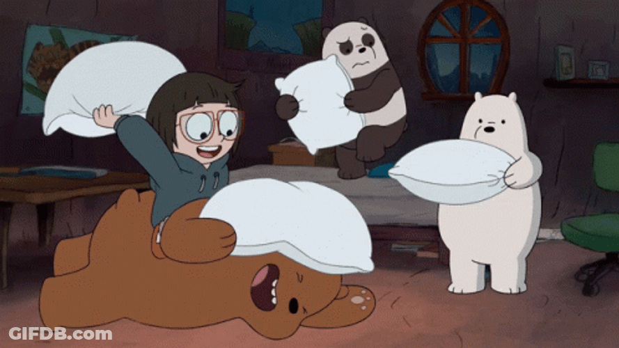 We Bare Bears Pillow Fight GIF