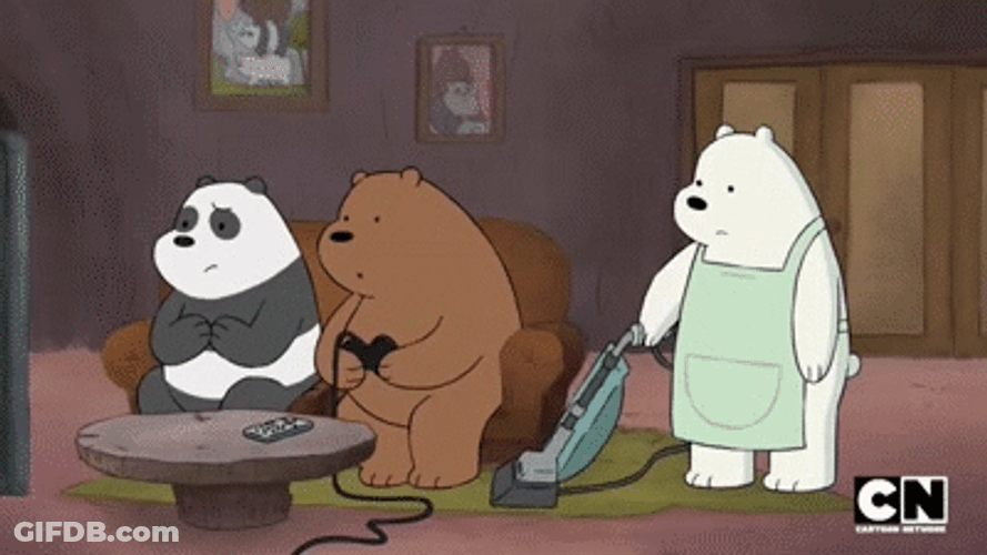 We Bare Bears Playing Vacuumed Fur GIF