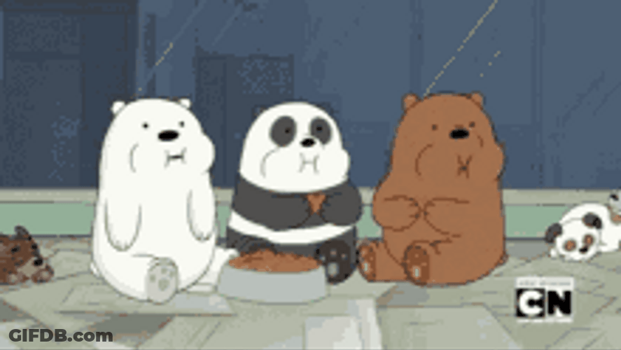 We Bare Bears Synchronize Eating GIF