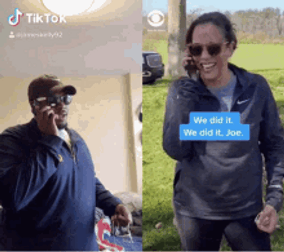 We Did It Joe Split Screen Phone Call GIF