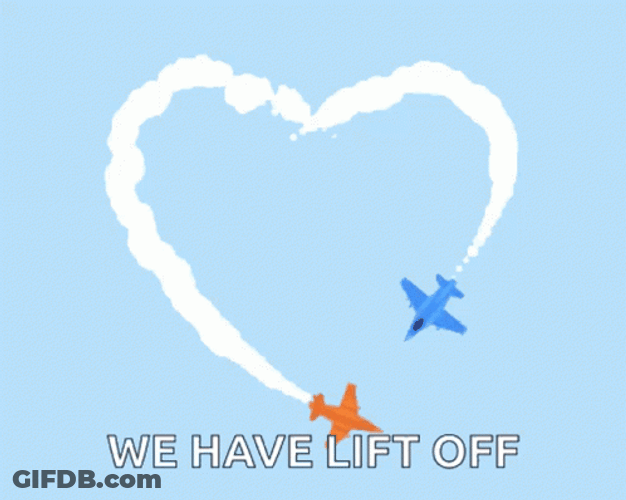We Have Lift Off Planes Forming Heart Smoke GIF