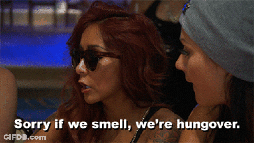 We're Hungover Sorry Nicole Polizzi Snooki Jersey Shore GIF