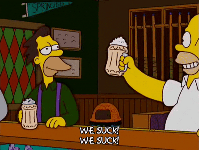 We Suck Again Beer Toss  Simpson GIF