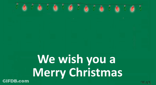We Wish You A Merry Christmas Greeting Card With Christmas Ornaments GIF