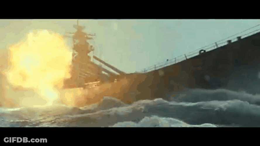 Weapons Firing From The Battleship GIF