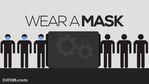 Wear A Mask Sign With People In Masks GIF