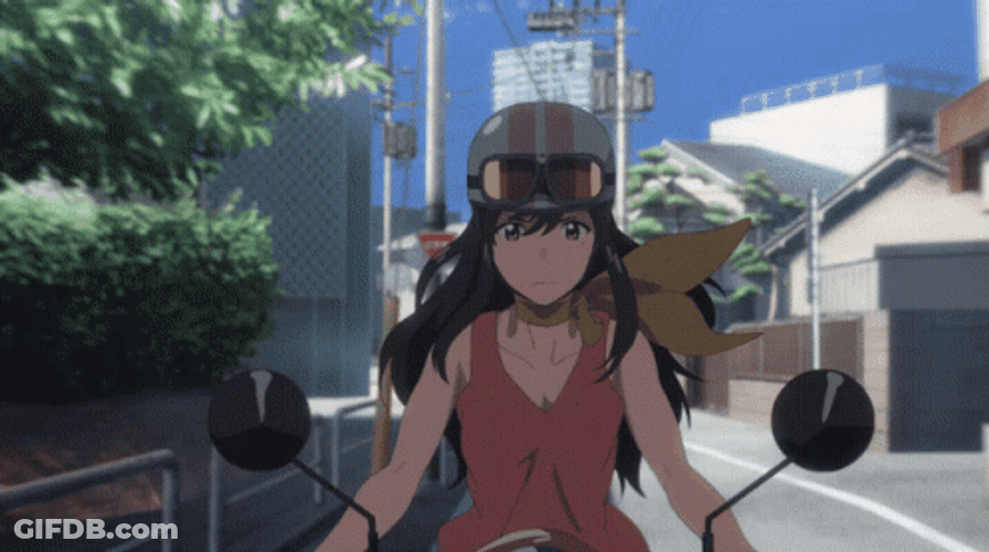 Weathering With You Nastumi Riding Motorcycle GIF