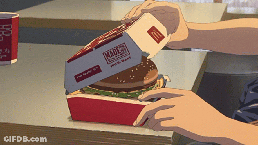 Weathering With You Opening Burger Box GIF