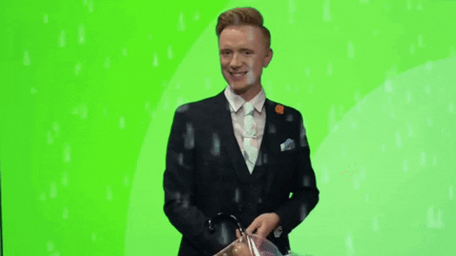 Weatherman Owain Wyn Evans Opening Umbrella GIF