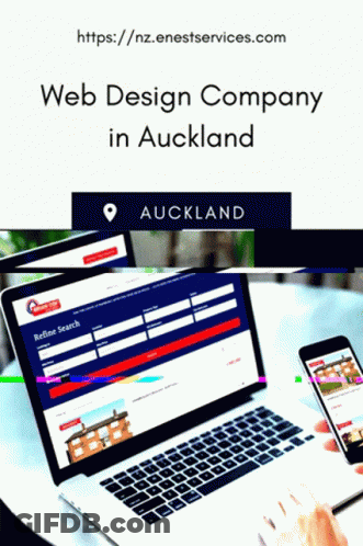 Web Design Company Auckland Website On Laptop GIF