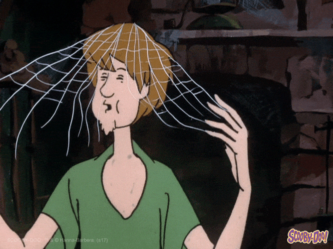 Webs On Shaggy Head Coughing GIF