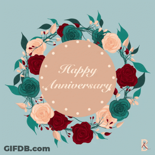 Wedding Anniversary Flower Wreath GIF